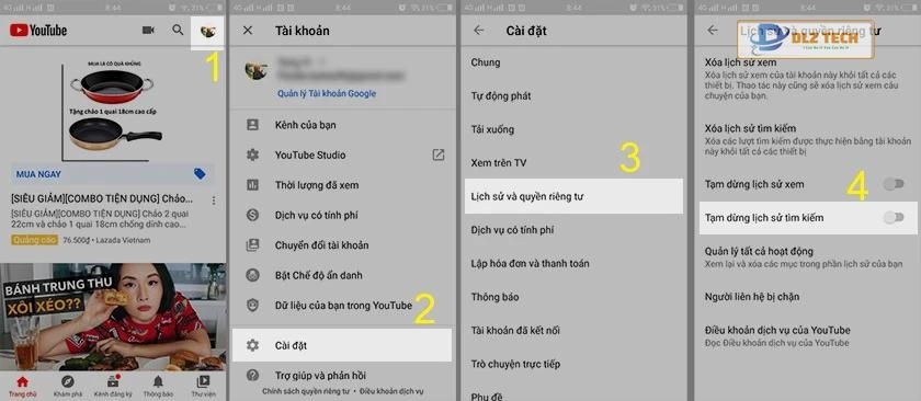 Dừng đề xuất video từ lịch sử tìm kiếm