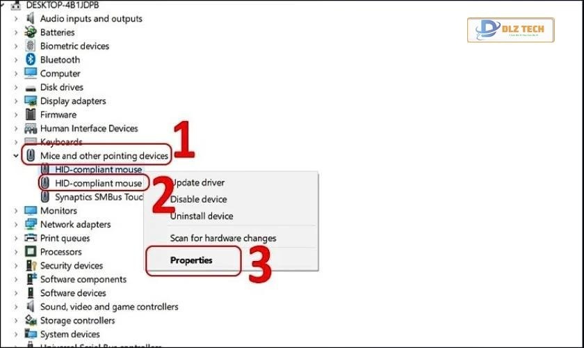Chọn tiếp vào mục Properties