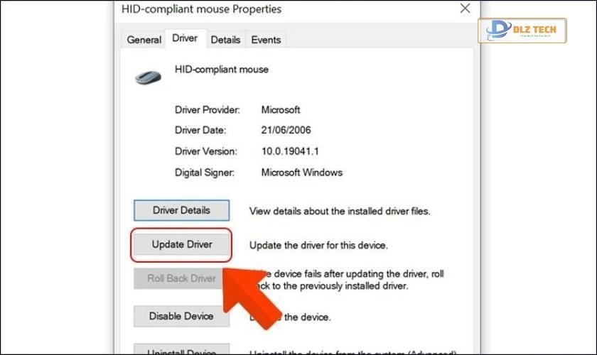 Click chọn Update Driver