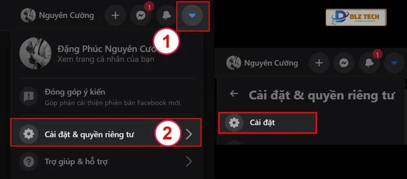 Chọn cài đặt và quyền riêng tư