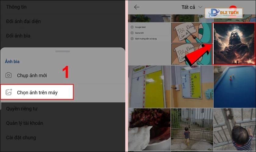 Chọn mục Chọn ảnh trên máy, lựa chọn ảnh muốn đổi 