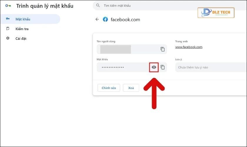 Nhấn vào biểu tượng con mắt để xem mật khẩu