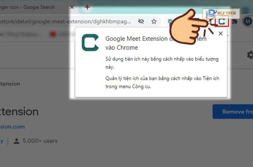 mở tiện ích ở góc trên bên phải