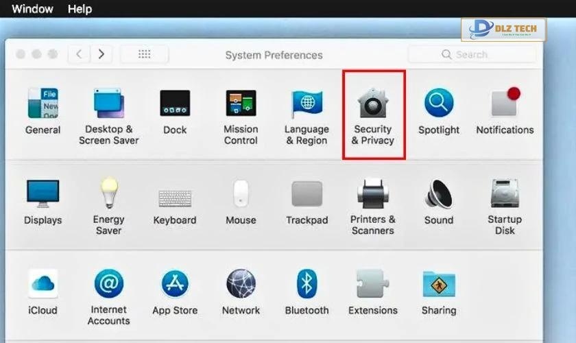 Chọn Security & Privacy