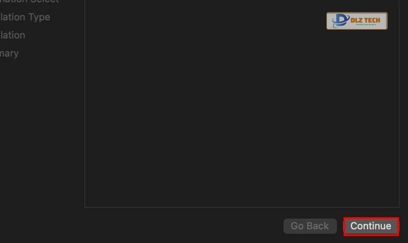 Chọn Continue