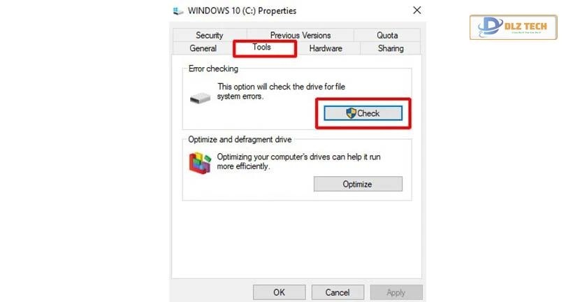 Sửa lỗi đĩa bằng tính năng Repairing Disk Errors