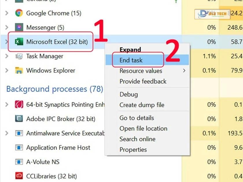 Xóa file cứng đầu qua Task Manager