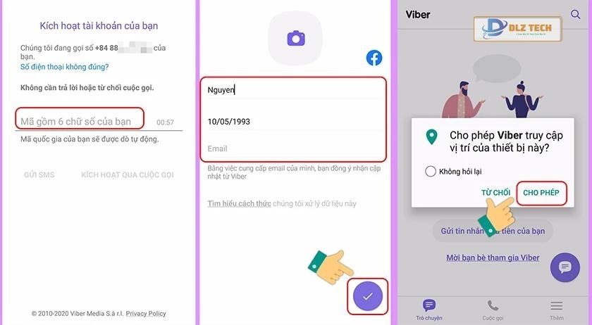 tạo tài khoản Viber