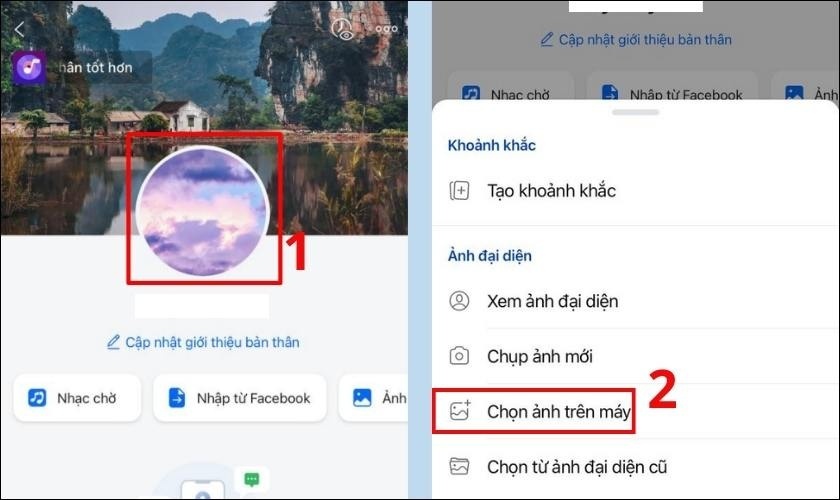 Bấm vào hình đại diện của mình
