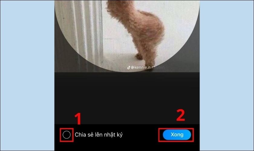 Chia sẻ lên nhật ký và bấm Xong