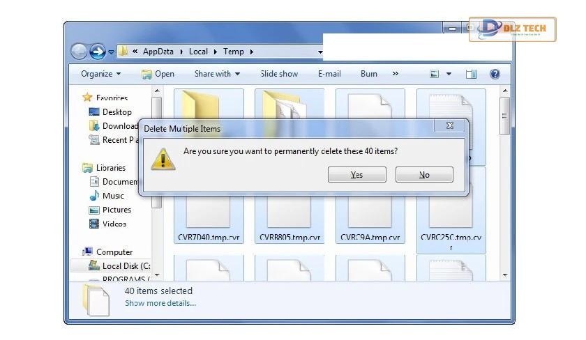 Dọn rác máy tính ở các thư mục Temp
