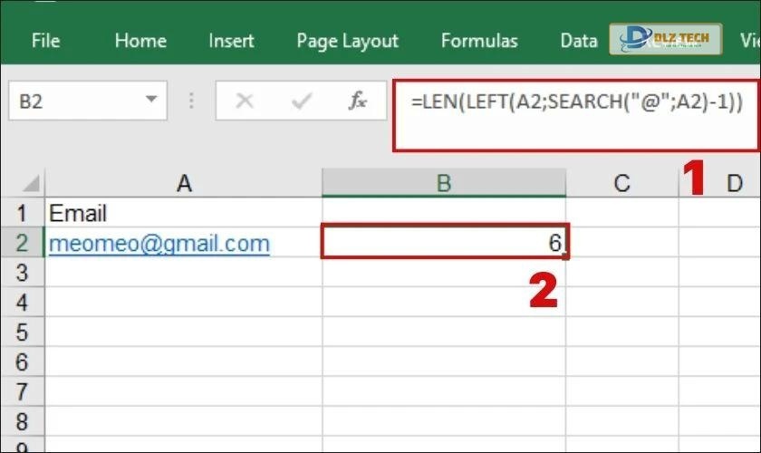 cách kết hợp hàm len và left, search trong excel