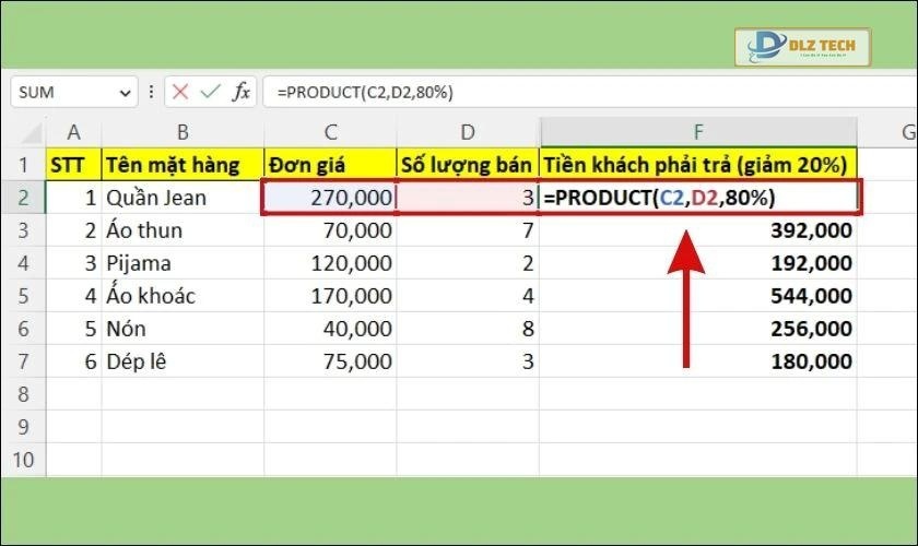 Cách kết hợp hàm nhân cùng hàm IF