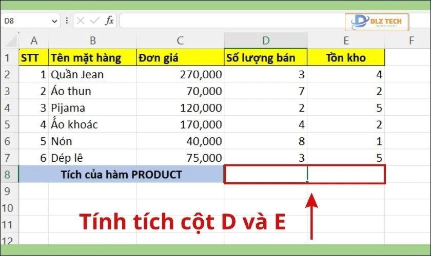 cách sử dụng hàm product để tính tích trong excel là gì