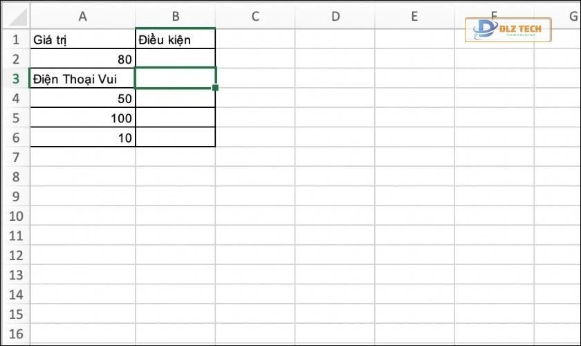 Ví dụ kiểm tra hai điều kiện chứa giá trị hỗn hợp số và chữ