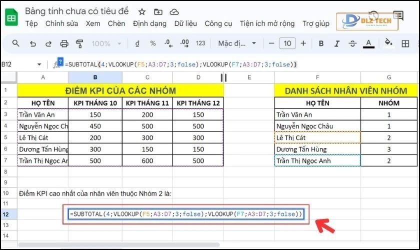 Kết hợp Hàm SUBTOTAL và VLOOKUP