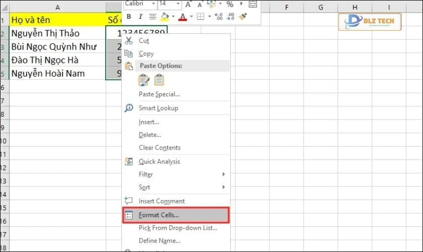 Hiện số 0 trong Excel bằng cách định dạng Text