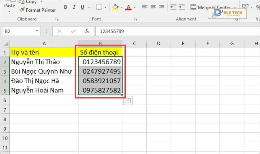 Kết quả nhận được sau khi thêm số 0 vào trước dãy số