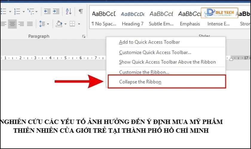 Cách ẩn hiện thanh công cụ trong Word bằng thanh Command