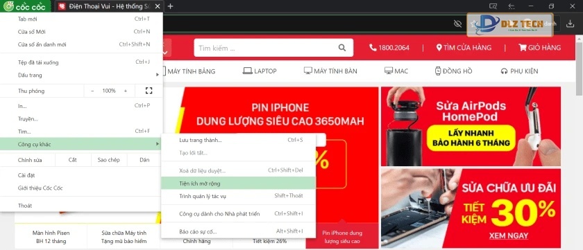 Xóa Add-Ons (Extension) trên Cốc Cốc