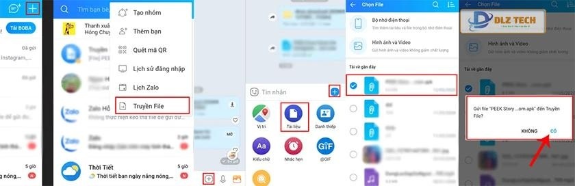 Gửi file qua Zalo trên điện thoại