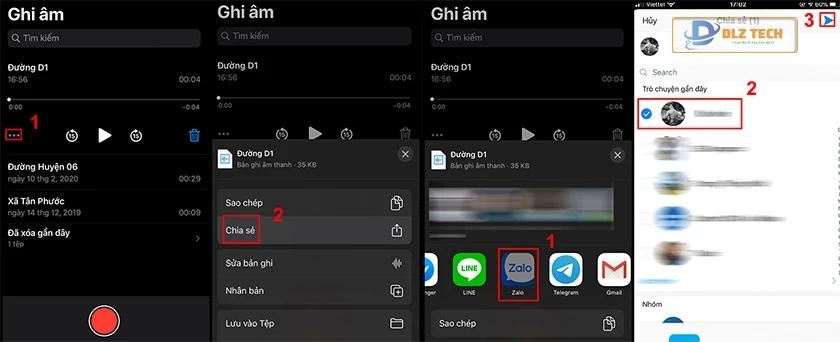 Gửi file ghi âm qua Zalo iOS