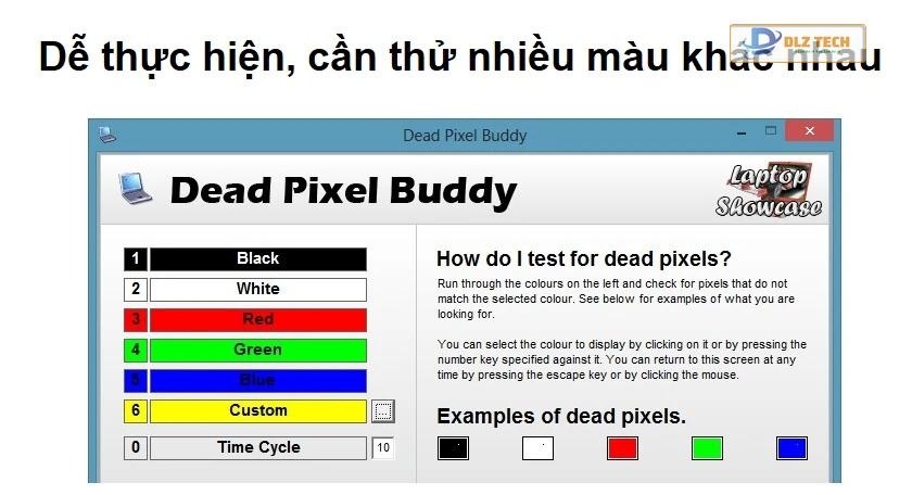 Phần mềm kiểm tra điểm chết trên màn hình laptop - Dead Pixel Buddy