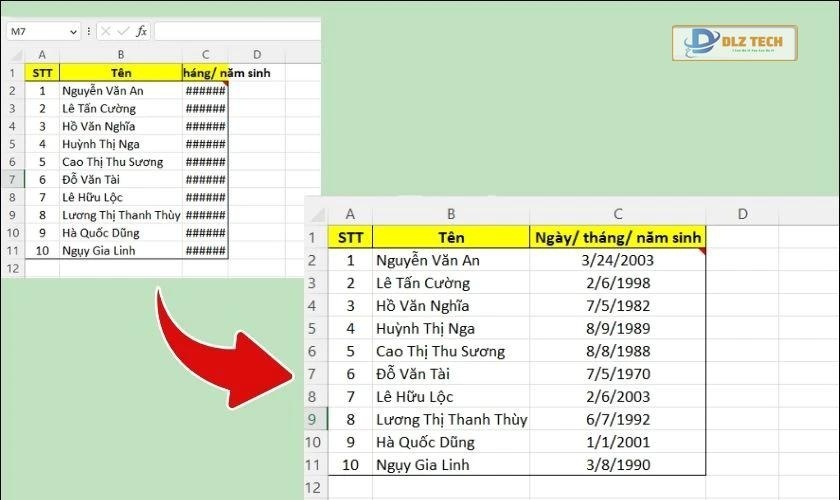 các lỗi thường gặp khi định dạng ngày tháng năm trong excel