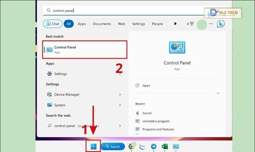 cách mở control panel