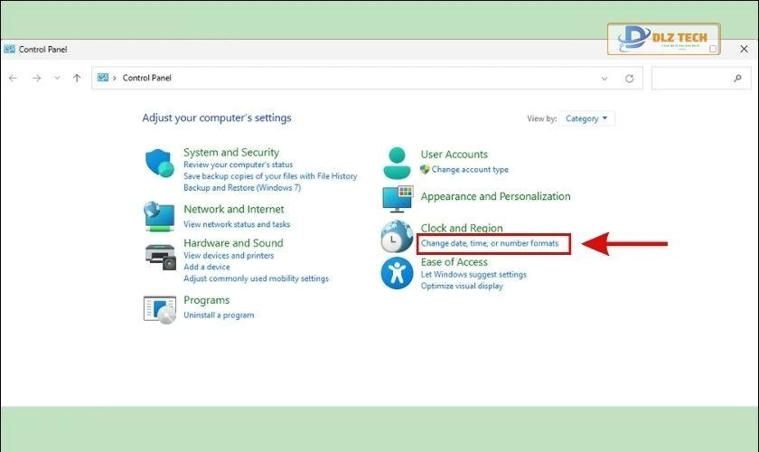 chọn date, time or number formats