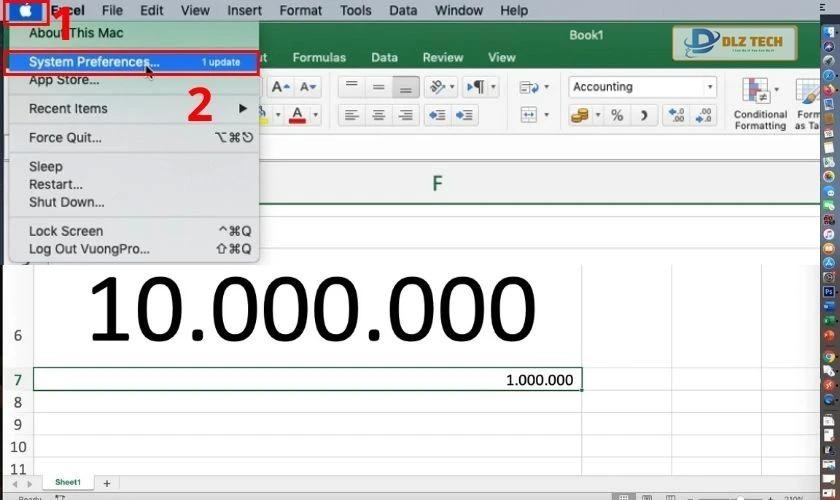 Đổi định dạng dấu phẩy thành dấu chấm trong Excel Macbook nhanh nhất