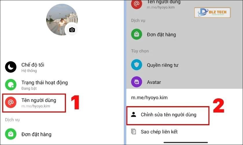 hai bước thực hiện quá trình đổi link facebook trên các thiết bị android