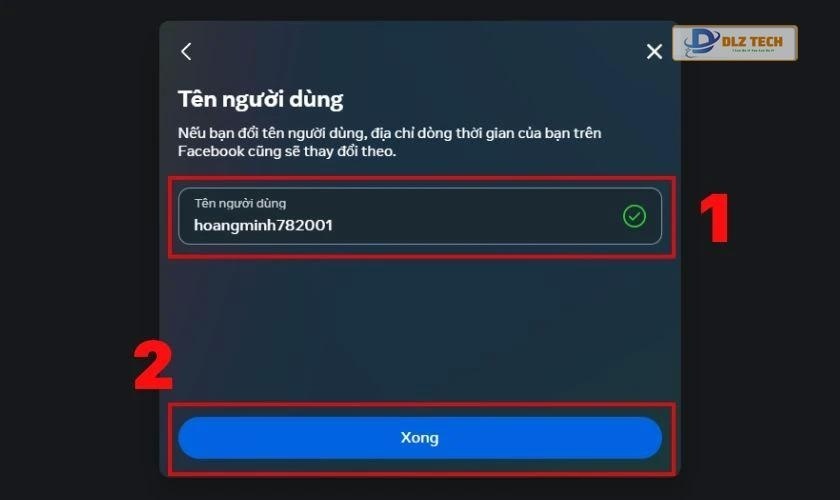 các thao tác đổi link facebook trên máy tính