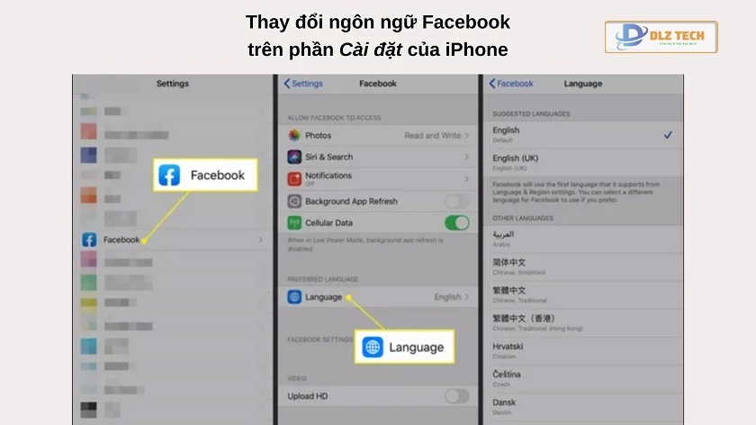 Hướng dẫn cài đặt, thay đổi ngôn ngữ Facebook trên điện thoại iphone