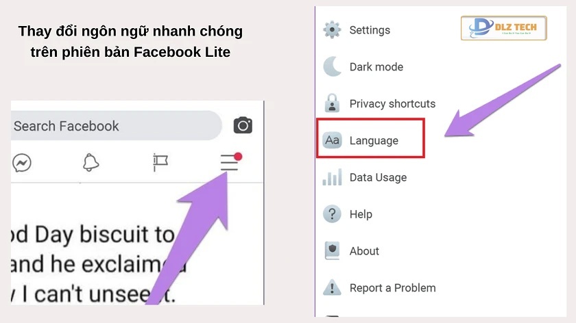 Hướng dẫn thay đổi ngôn ngữ trên nền tảng Facebook Lite