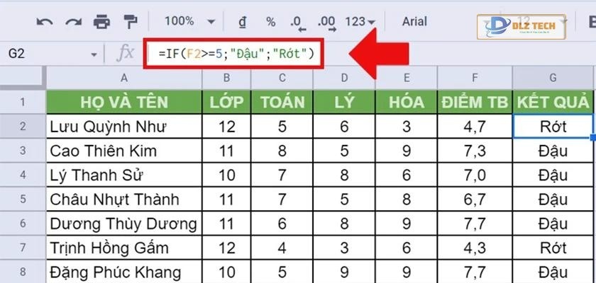 Kiểm tra điều kiện trong Google Sheets