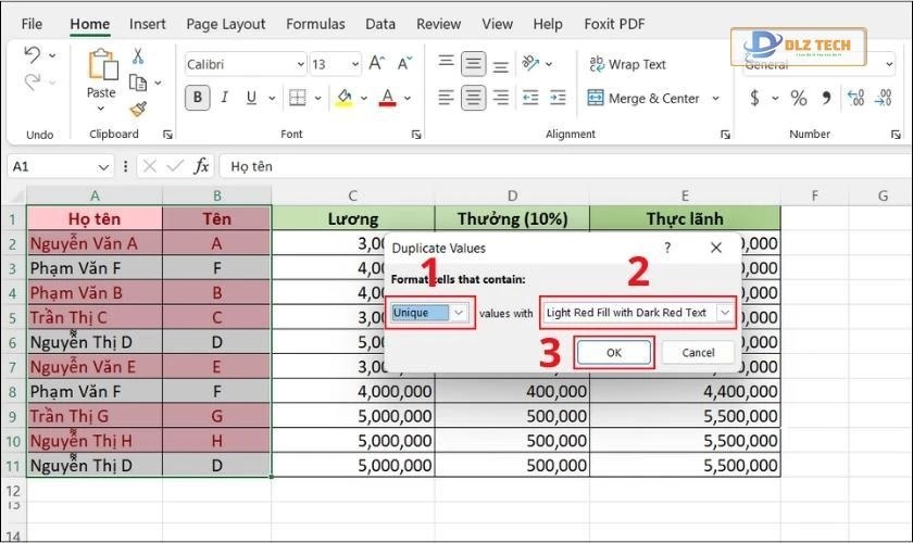 cách sử dụng Duplicates Excel
