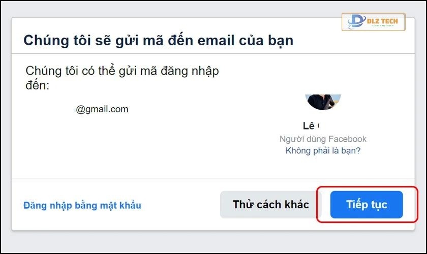 Nhấn Tiếp tục