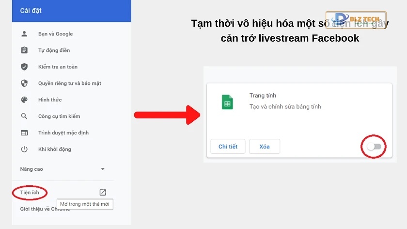Tắt plugin trình duyệt khi Facebook không phát trực tiếp được