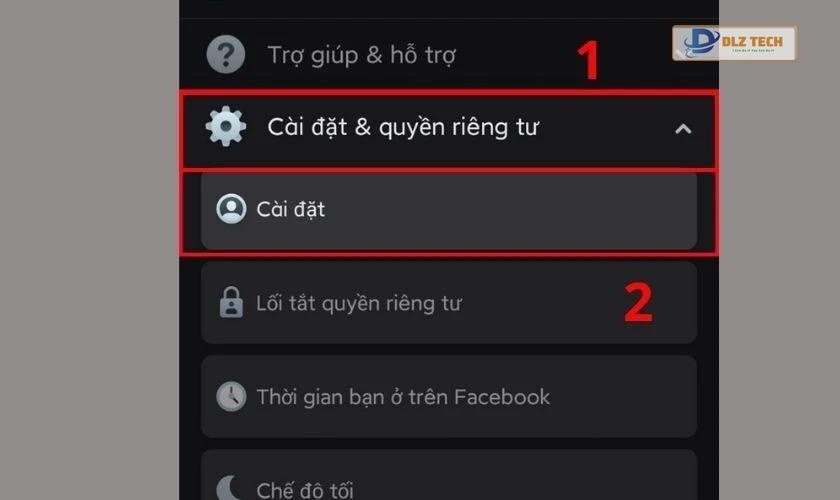 Kéo xuống và chọn Cài đặt & quyền riêng tư
