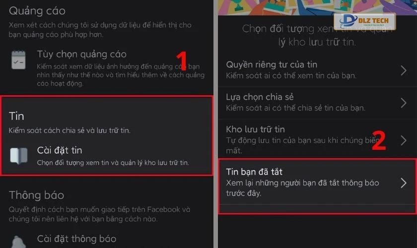 Tại mục Tin, chọn Cài đặt tin