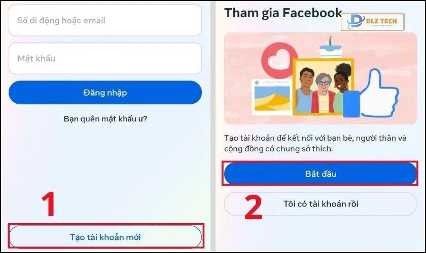 Tạo tài khoản Facebook trên App