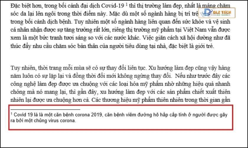 Lợi ích của Footnote trong Word
