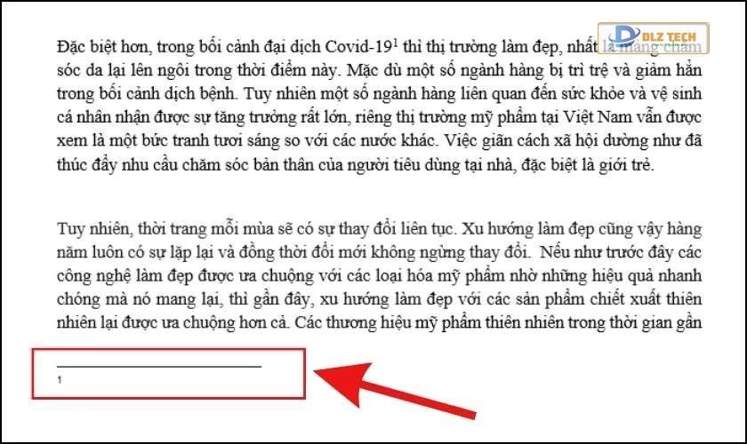 Đưa con trỏ chuột xuống cuối trang để nhập chú thích