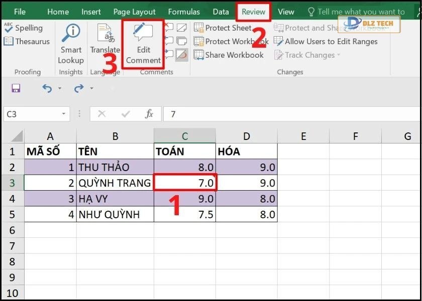 chỉnh sửa comment