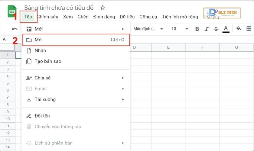 mở file csv online bằng google sheets