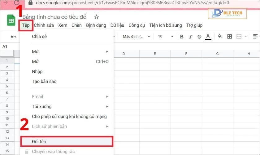 Đổi tên Google Sheets