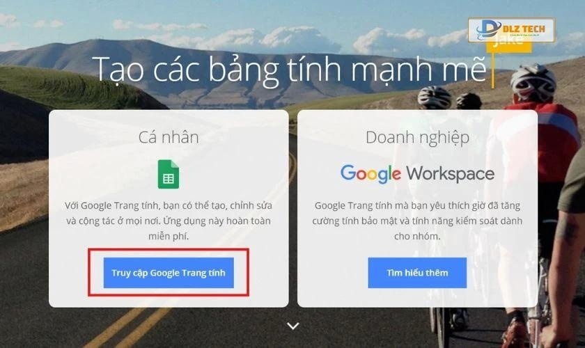 Truy cập Google Trang tính