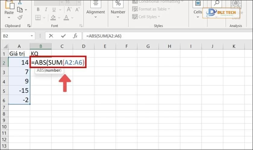 Cách tính giá trị tuyệt đối một ô với hàm ABS trong Excel