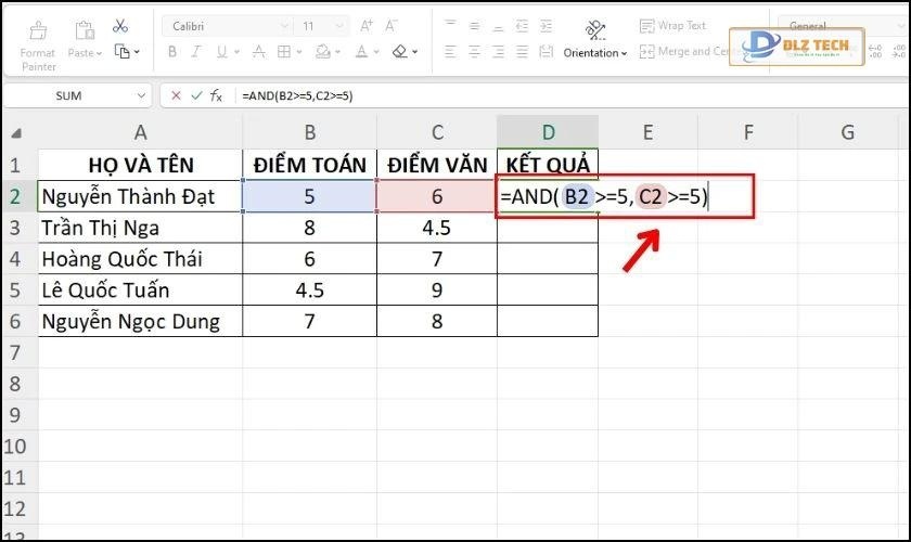 Hàm AND có 2 điều kiện